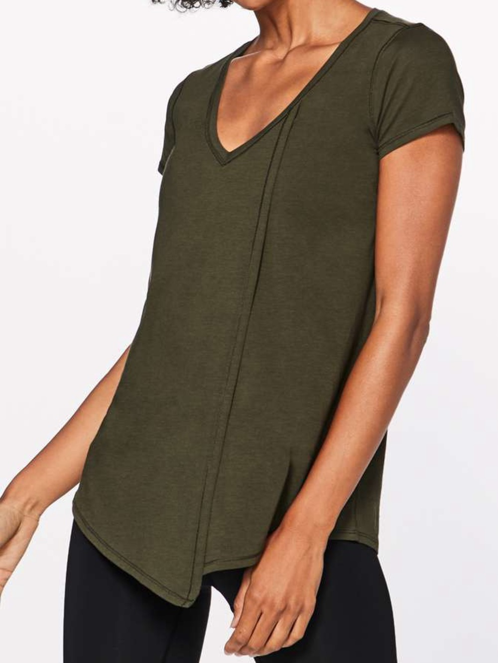 Lululemon Knot A Problem Tee Olive Green Size 4 Athleisure Casual Yoga. Sk6